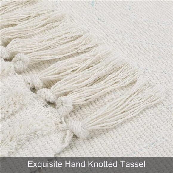 Boho Kitchen Runner Rug 2'x4' Cotton Laundry Room Rug Beige Rainbow Rug - Picture 5 of 7